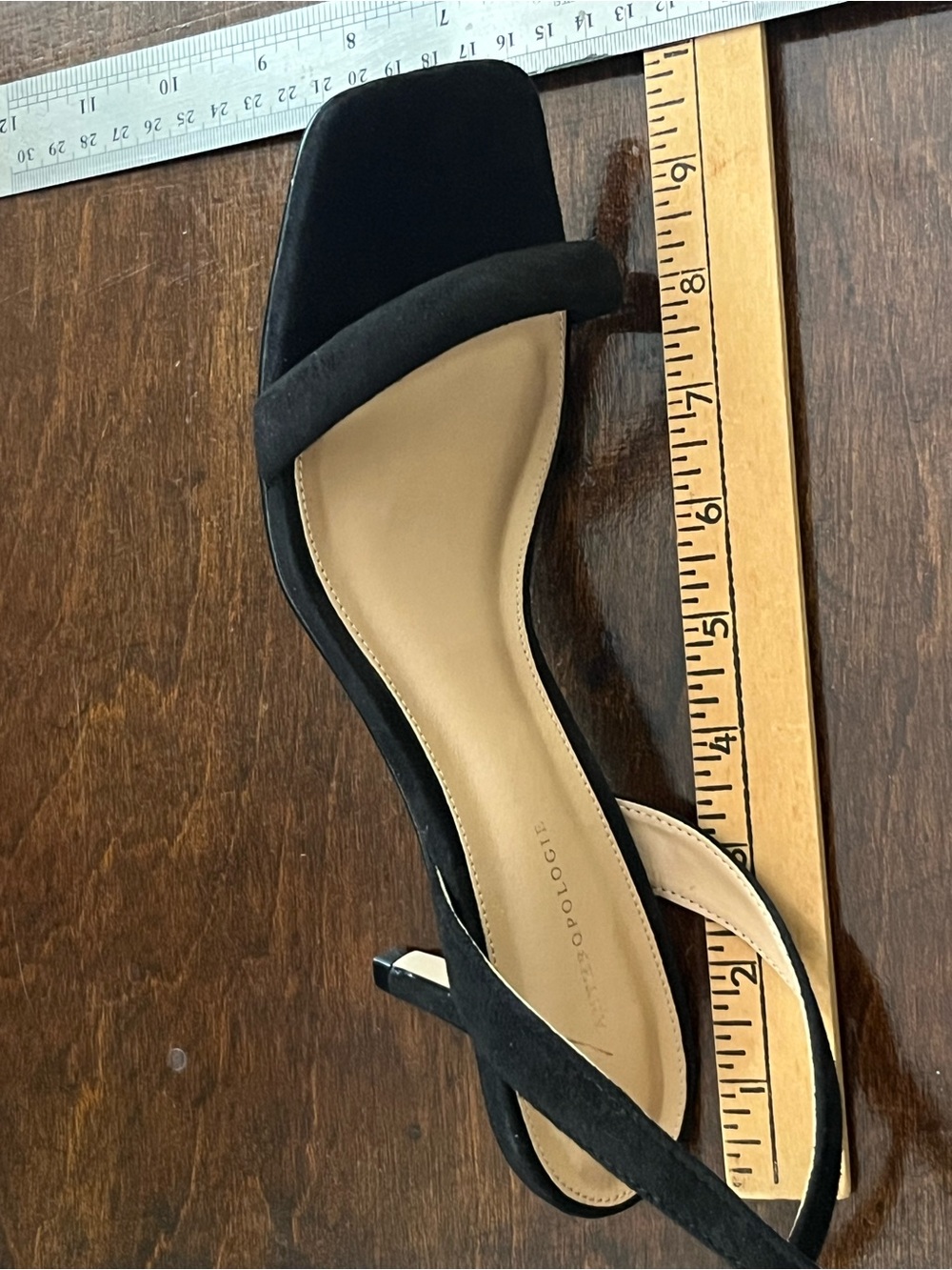 By Anthropologie Square-Toe Ankle-Strap Black Heels Size 39 - Picture 7 of 8